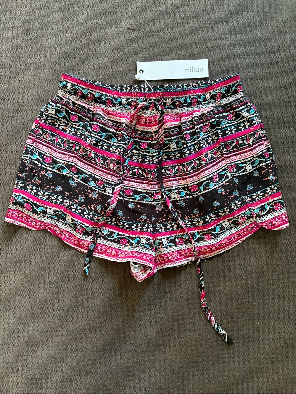 Millau Black Shorts with Pink & Teal Print